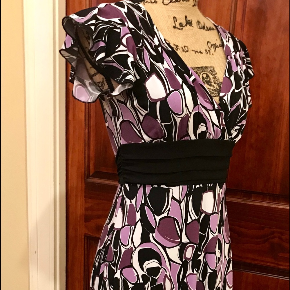 Volume One Empire waist dress with scarf bottom